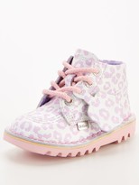 Thumbnail for your product : Kickers Girls Kick Hi White Leopard Boot White/Pink