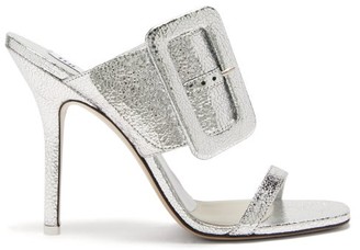 ATTICO The Ester Crackled Metallic-leather Mules - Womens - Silver