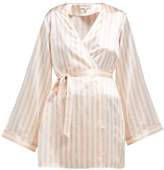 Thumbnail for your product : Morgan Lane - Langley Striped Silk Robe - Womens - Pink Stripe