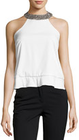 Thumbnail for your product : MLV Beaded-Trim Halter Top, White