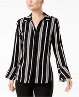 Thumbnail for your product : NY Collection Printed Bell-Sleeve Blouse