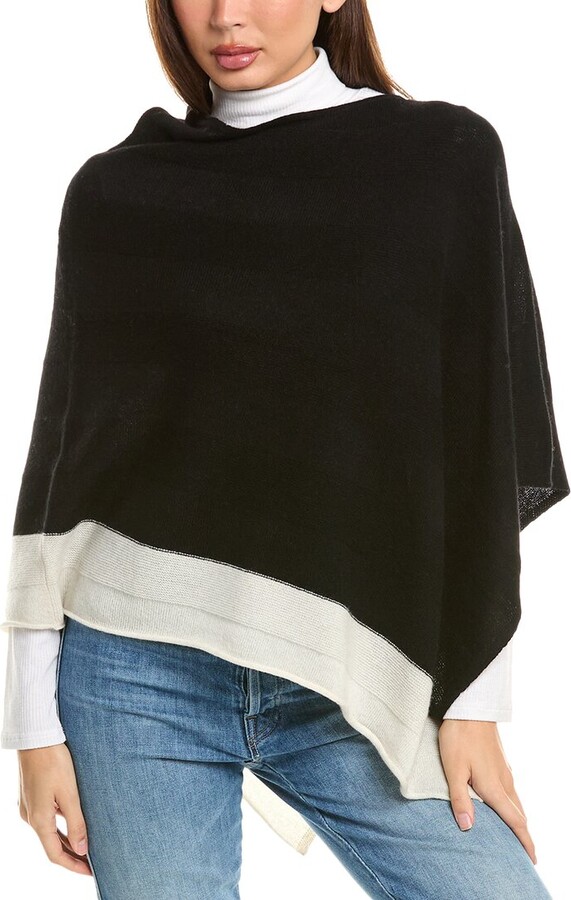 Forte Cashmere Border Stripe Cashmere Poncho