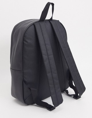 ASOS DESIGN backpack in black saffiano faux leather and gold branding