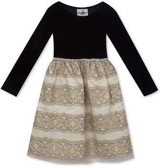 Rare Editions Embroidered Skirt & Velvet Party Dress, Toddler Girls
