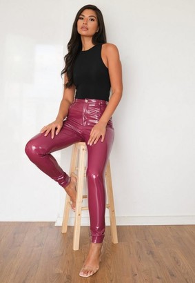 red latex dress missguided