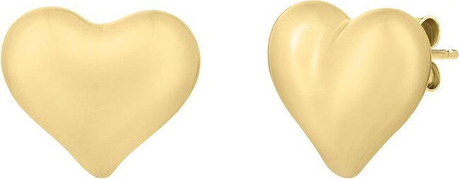 Italian Gold 14K Gold Heart Stud Earrings
