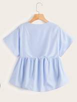 Thumbnail for your product : Shein Plus Curve Hem Striped Blouse