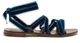 Thumbnail for your product : Álvaro González Arpia Wraparound Velvet Sandals - Womens - Blue