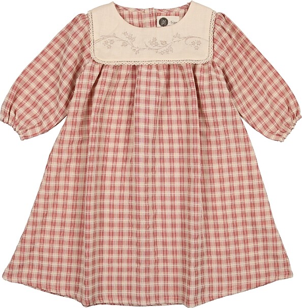 Manière Girls' Textured Plaid 3/4 Sleeve Dress - Little Kid, Big Kid