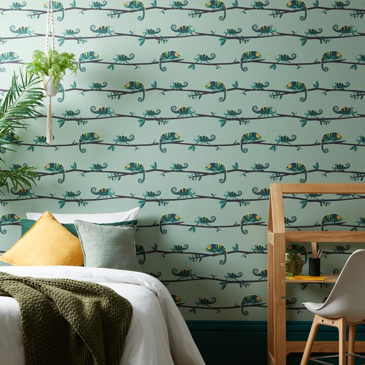 Dunelm Rainforest Friends Chameleon Wallpaper Green ShopStyle