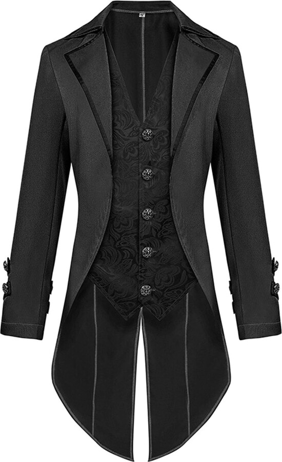 Snakell Men's Steampunk Vintage Tailcoat Jacket Medieval Renaissance