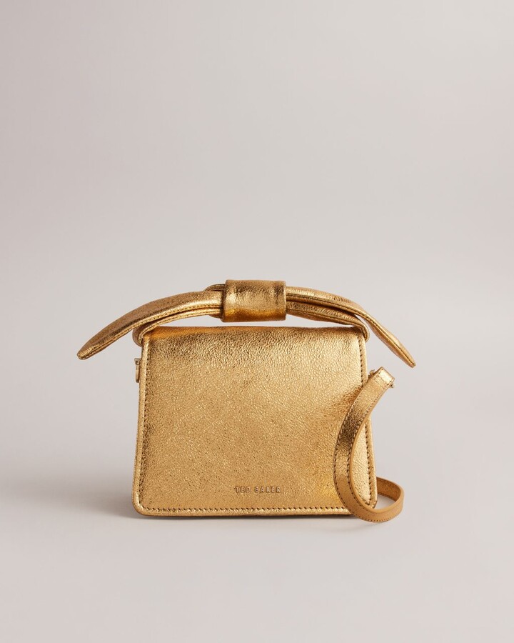 Ted Baker Bow Detail Metallic Crossbody Bag in Gold - ShopStyle