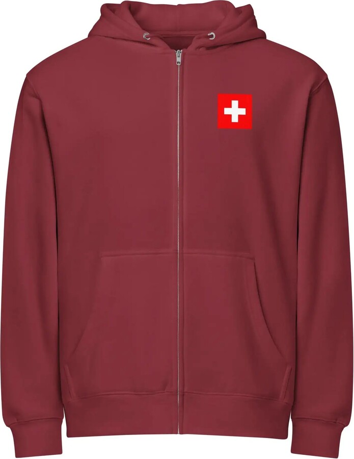 InvestmenTees Bitcoin Swiss Bank Zip Up Hoodie - Burgundy - 3XL