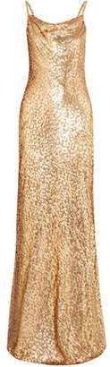 Michael Kors Collection Draped Metallic Devoré Maxi Dress