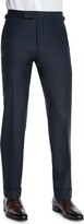 Thumbnail for your product : Tom Ford O'Connor Base Flat-Front Sharkskin Trousers, Navy
