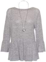 Thumbnail for your product : Quiz Grey Light Knit Ruffle Necklace Top