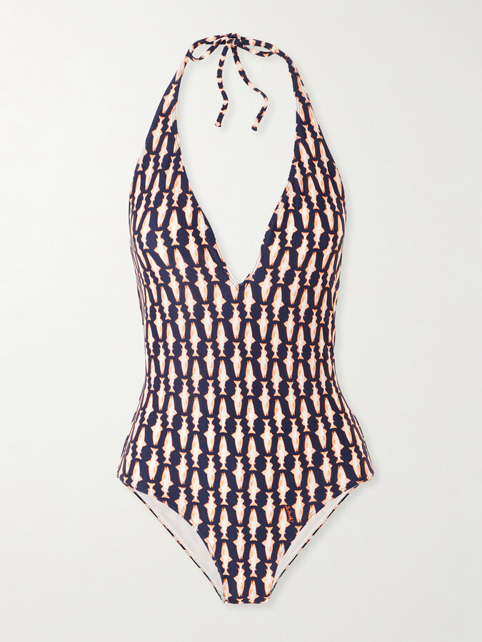 La DoubleJ Printed Halterneck Swimsuit - Blue