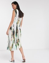Thumbnail for your product : NATIVE YOUTH midi slip dress with full skirt in abstract print satin