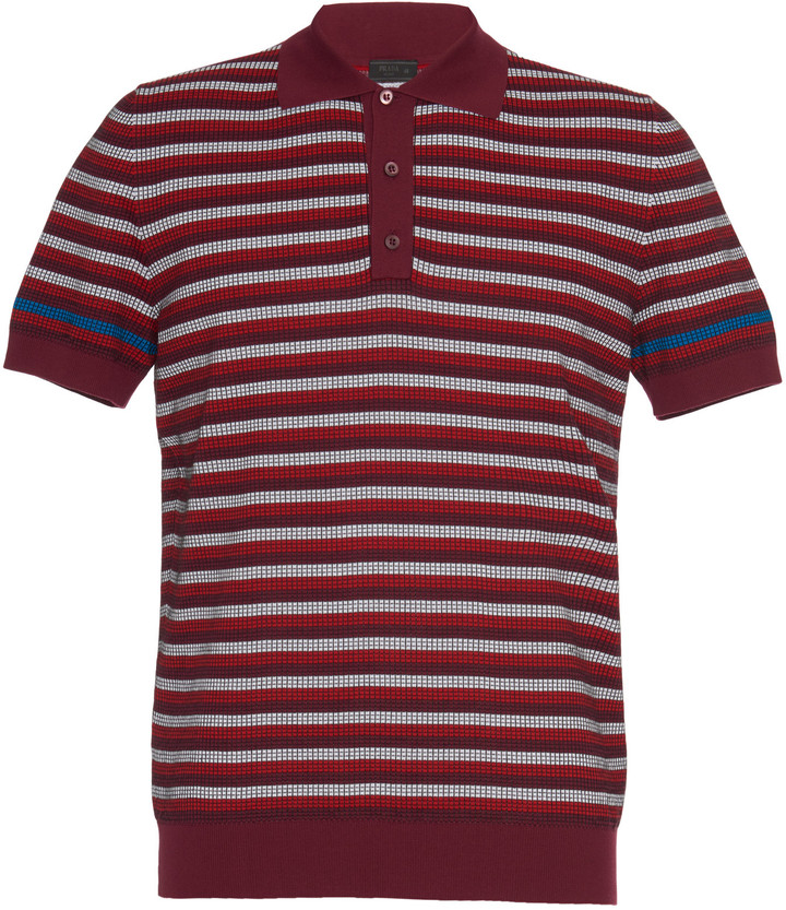 prada striped polo shirt red
