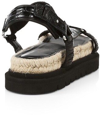 3.1 Phillip Lim Noa Croc-Embossed Leather Platform Sport Sandals