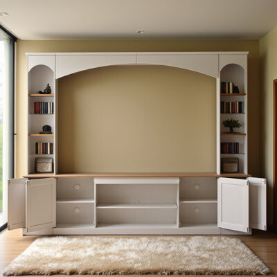 August Grove Elegant Arched Entertainment Center Wall Unit With Bookshelf Farmhouse Tv Stand With Wood Grain For Tvs Up To 70\