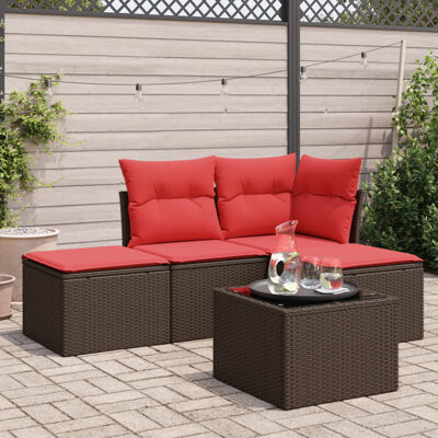 Latitude Run 5 Piece Patio Sofa Set With Cushions Poly Rattan