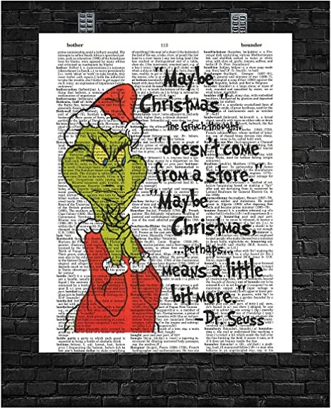 The Grinch Dr. Seuss Christmas Quote Wall Decor How The Grinch Stole Christmas Dictionary Art Print 8 x 10
