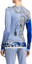 Thumbnail for your product : Etro Tassel Floral Silk V-Neck Sweater