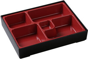 Yanco Black & Red Sushi Compartment Melamine Bento Box