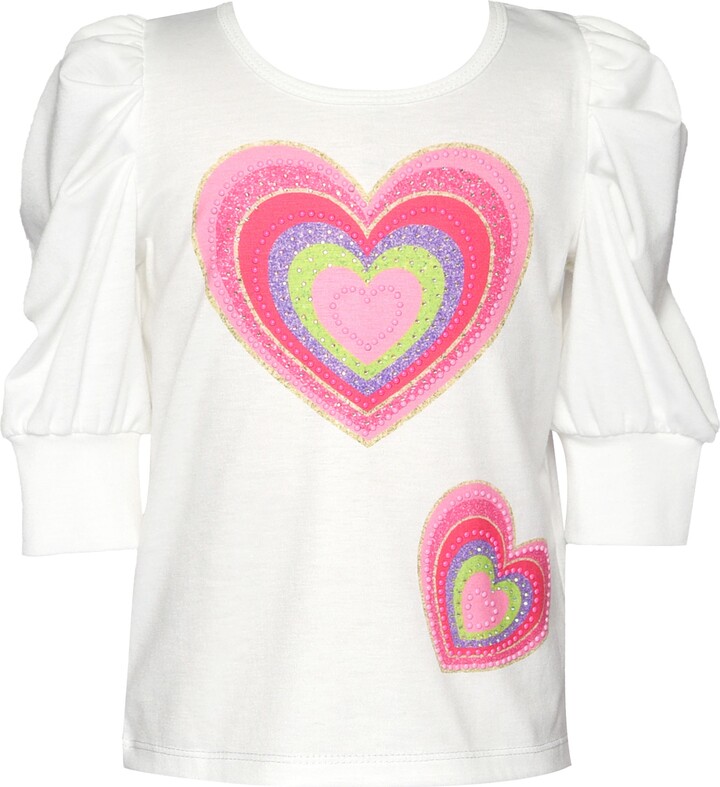Baby Sara Kids' Ruched Sleeve Heart Graphic T-Shirt