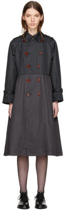 Comme des Garcons Black Taffeta Double-Breasted Trench Coat