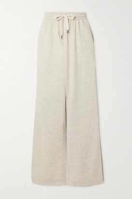 Brunello Cucinelli Bead-embellished Cotton-blend Jersey Track Pants - Light gray