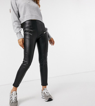 black leather look leggings petite