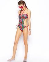 Thumbnail for your product : Seekers Floral Tie Side Halter Swimsuit