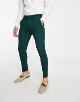 Thumbnail for your product : ASOS DESIGN wedding super skinny suit pants in forest green micro texture
