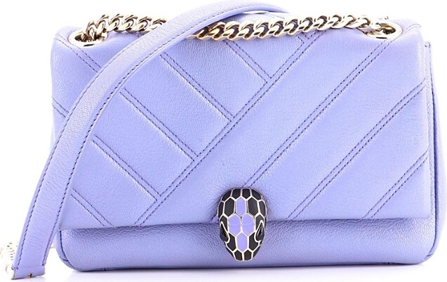 Pre-Owned Bvlgari Small Serpenti Cabochon Shoulder Bag Diagonal Quilted Leather