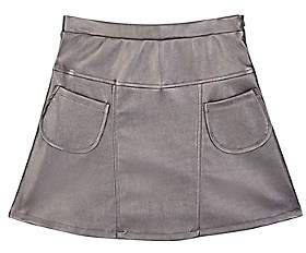 Imoga KIDS' IVANA FAUX-LEATHER SKIRT-SILVER SIZE 6 YRS