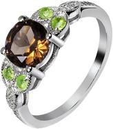 Thumbnail for your product : Ice 1 2/5 CT TGW Smokey Quartz and Peridot Sterling Silver 5-Stone Fashion Ring