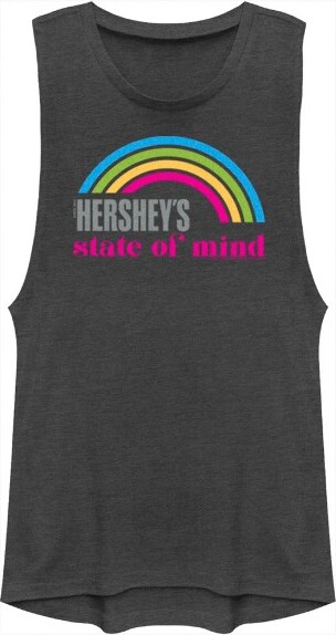 Hershey's JuniorsWomensHERSHEY'SStateofMindRainbowFestivalMuscleTee-Charcoal-Small
