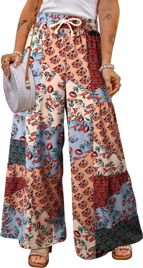 Sarta Womens Wide Leg Palazzo Pants Long Summer Trousers Ikat Blue – MSH  Wholesale