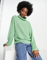 Thumbnail for your product : ASOS DESIGN jumper in rib with high neck in sage