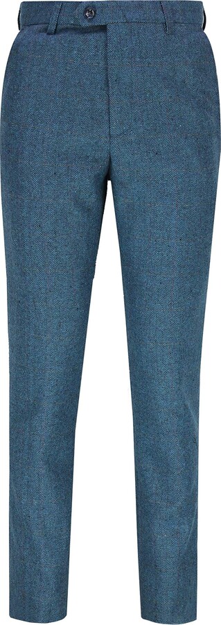 Xposed Classic Kano Men’s Tweed Check Trousers Retro 1920s Vintage Styled Herringbone Tailored Fit Suit Pants 