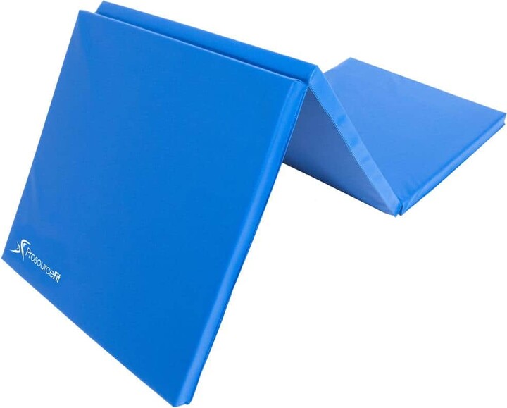 ProsourceFit Tri-Fold Folding Thick Exercise Mat Blue 6 ft. x 2 ft. x 1.5 in. Vinyl and Foam Gymnastics Mat (Covers 12 sq. ft.)