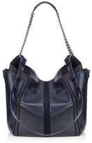Thumbnail for your product : Jimmy Choo Anna Ink Nappa and Suede Shoulder Bag with Studs