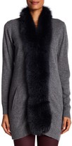Thumbnail for your product : Sofia Cashmere Genuine Solid Dyed Fox Fur Trim Open Cashmere Cardigan