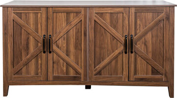 Ophelia & Co. 4-Door And 4-Open Shelf Cabinet For Entryway, Living Room, Bedroom - Versatile Stylish Storage 4 Doors Open Shelves Sideboard Entryway Adds Elegance T