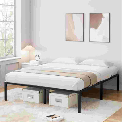 Alwyn Home Bed Frame No Box Spring Needed, Heavy Duty Metal Platform Bed Frame, Black