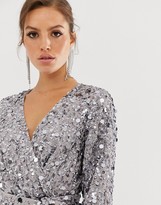 ASOS EDITION wrap midi dress in disc sequin - ShopStyle