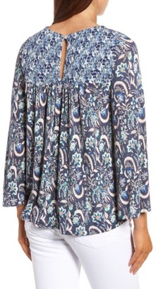 Lucky Brand Women's Mix Print Smocked Top