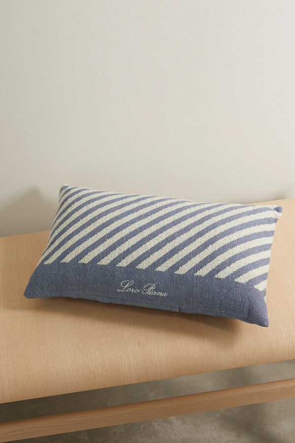 Logo-Embroidered Striped Linen and Terry Beach Pillow